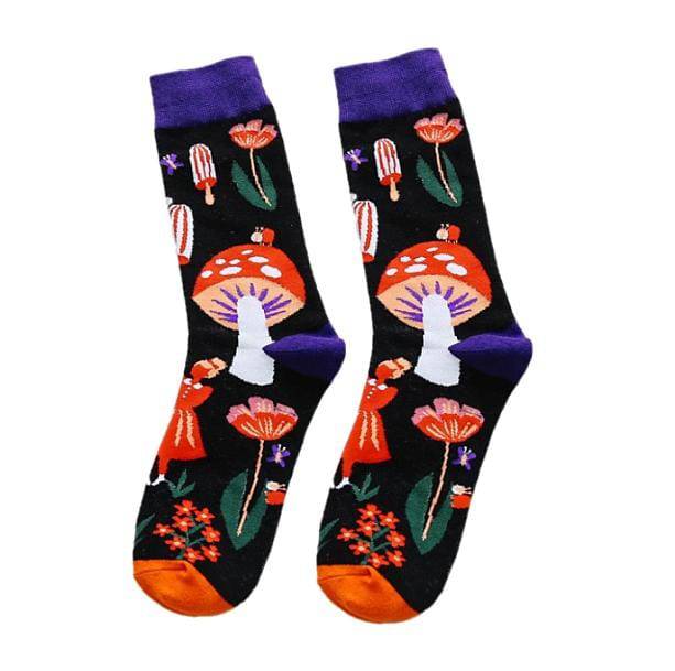 Poison Garden Mushroom Socks | Aesthetic Crew Socks | Aesthetic Socks