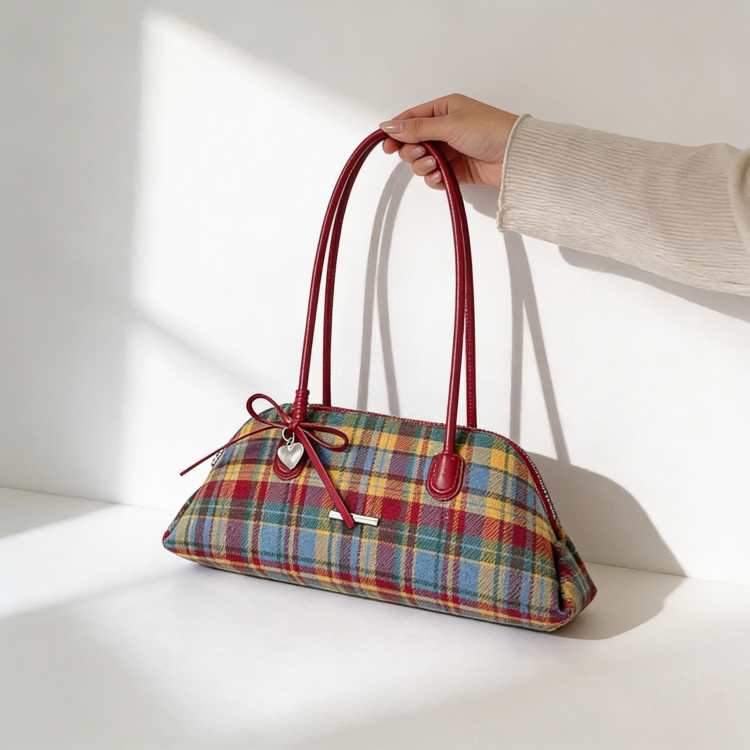 Retro Love Plaid Bag | Aesthetic Bag