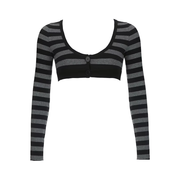 Long Sleeved Stripy Crop Top | Aesthetic Clothes