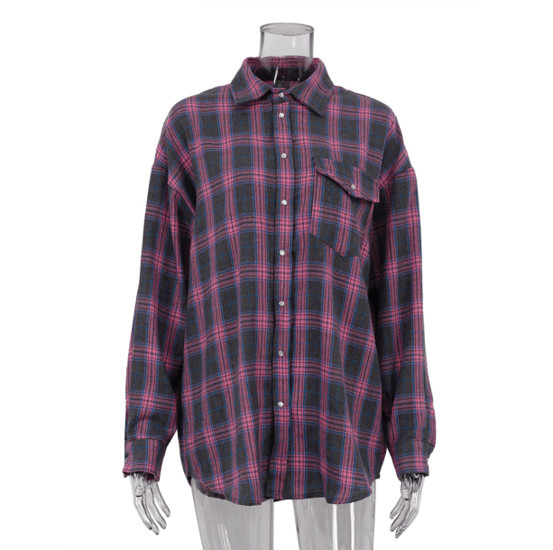 Oversized Pink Plaid Shirt | Aesthetic Clothes