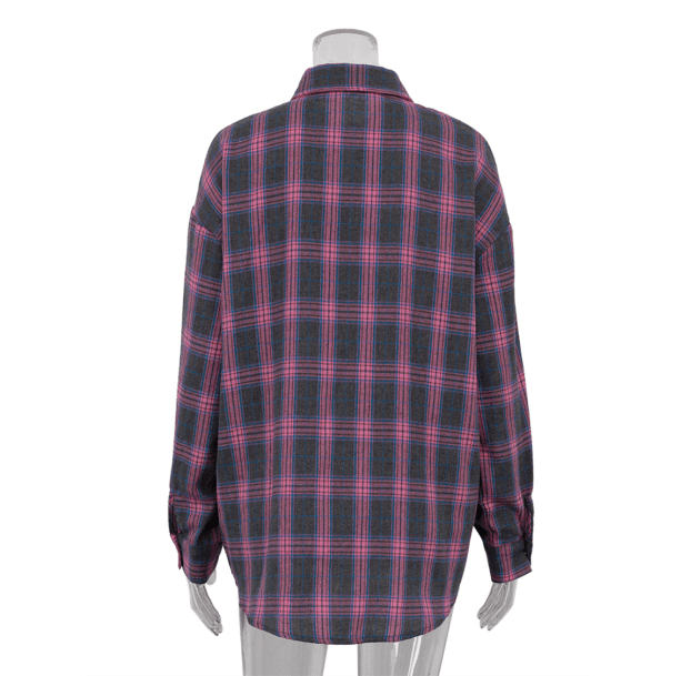 Oversized Pink Plaid Shirt | Aesthetic Clothes