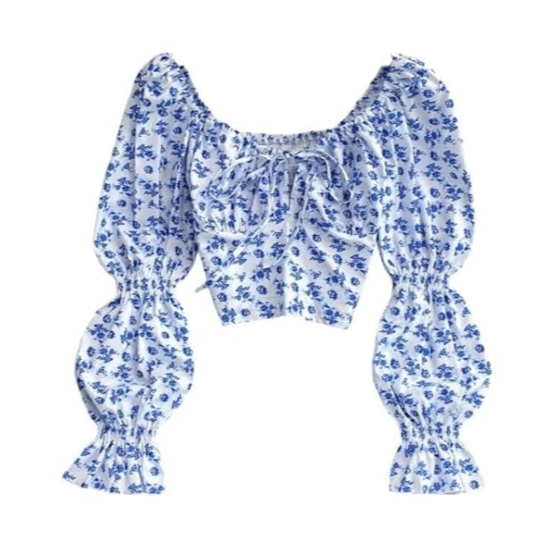 Bloom Top Blue Floral | Aesthetic Clothing