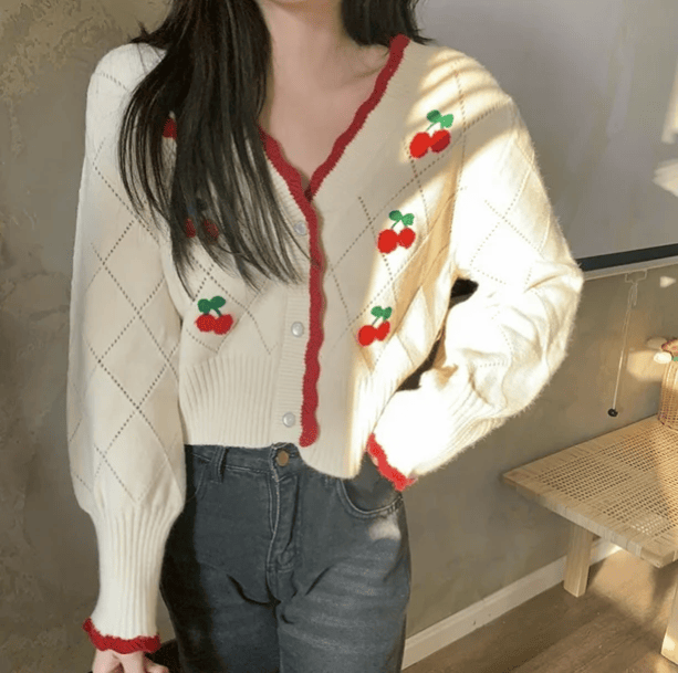 Cottagecore Cherry Sweater | Aesthetic Clothing