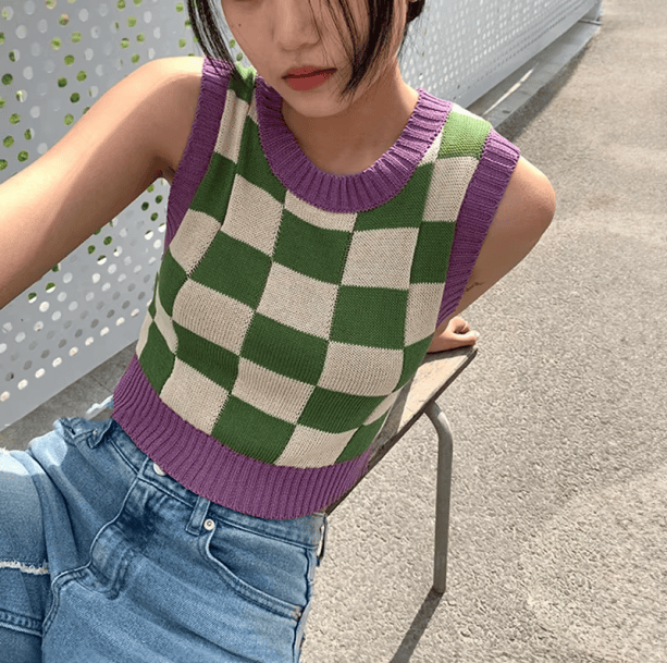 Green Checkered Top | Aesthetic Clothes