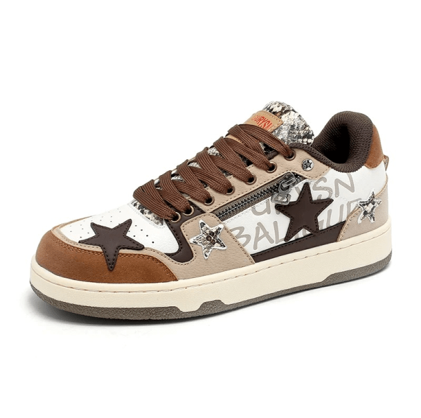 Brown Star Aesthetic Sneakers | Aesthetic Shoes