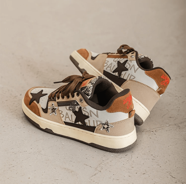Brown Star Aesthetic Sneakers | Aesthetic Shoes