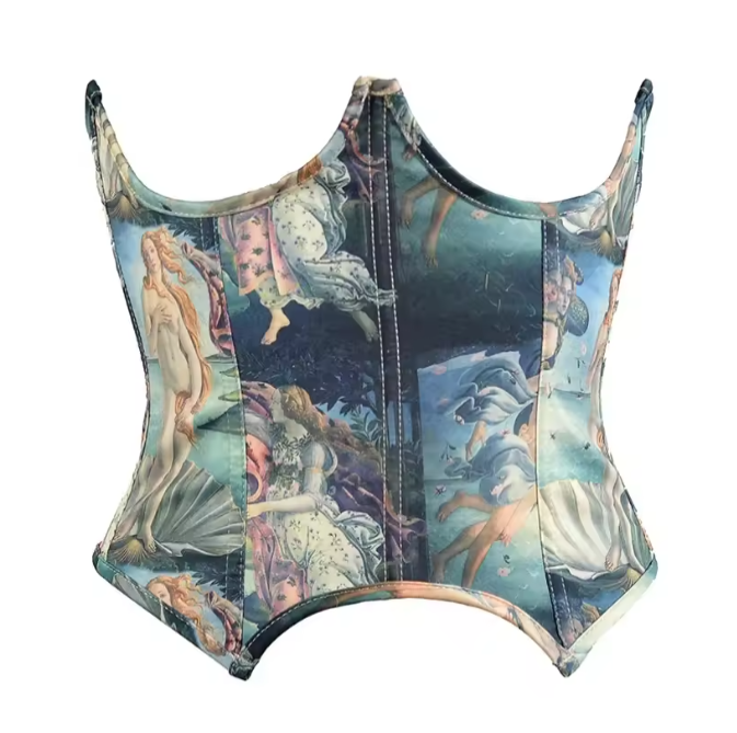 Vintage Oil Painting Waist Corset | Aesthetic Corset